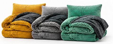 3 opgevouwen NOTABLU ribbed fleece dekbedovertrekken